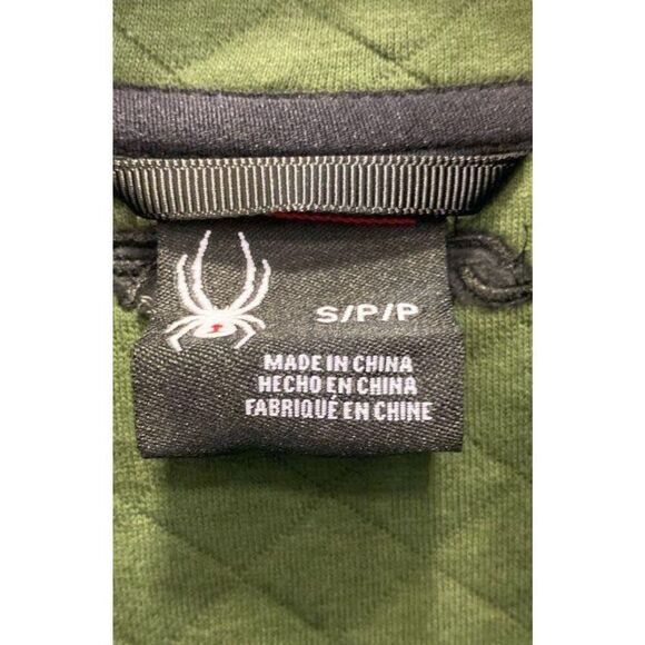 New Spyder 1/4 Button Snap Quilted Pullover Green Men’s Size S - Picture 5 of 5